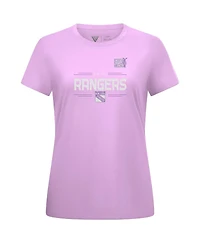 Levelwear Women's Mika Zibanejad Lavender New York Rangers Hockey Fights Cancer Anthem Name Number T-Shirt