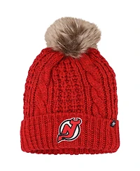'47 Brand Women's Red New Jersey Devils Meeko Cuffed Knit with Pom Hat