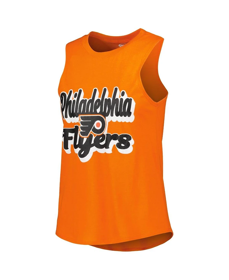 Concepts Sport Women's 2-Piece Heather Orange/Black Philadelphia Flyers Meter Muscle Tank Top and Pants Sleep Set