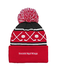 Outerstuff Preschool Red Detroit Red Wings Faceoff Cuffed Knit with Pom Hat