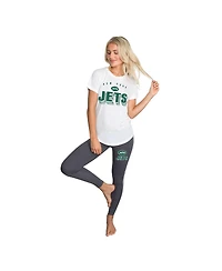 Concepts Sport Women's 2-Piece Charcoal/ New York Jets Sonata Short Sleeve Top and Leggings Set
