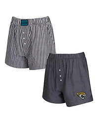 Concepts Sport Women's 2-Pack Charcoal Jacksonville Jaguars Stripes and Solids Boxer Shorts Set