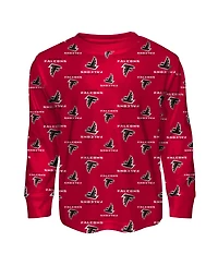 Outerstuff Preschool 2-Piece Red Atlanta Falcons All-Over-Print Long Sleeve T-Shirt and Pants Sleep Set