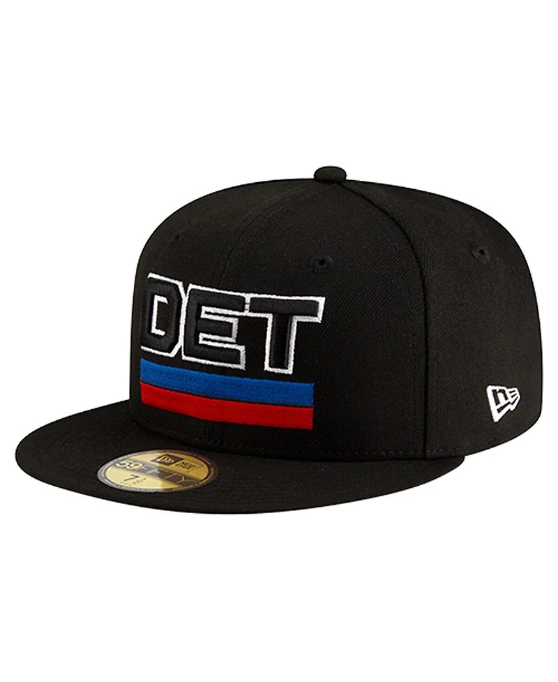 New Era Men's Black Detroit Pistons Statement Edition Jersey Hook 59Fifty Fitted Hat