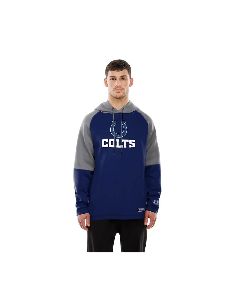 New Era Men's Royal Indianapolis Colts Combine Authentic Color Block Raglan Pullover Hoodie