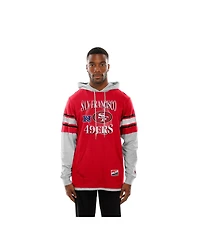 New Era Men's Scarlet San Francisco 49ers Twofer Layered Long Sleeve Hoodie T-Shirt