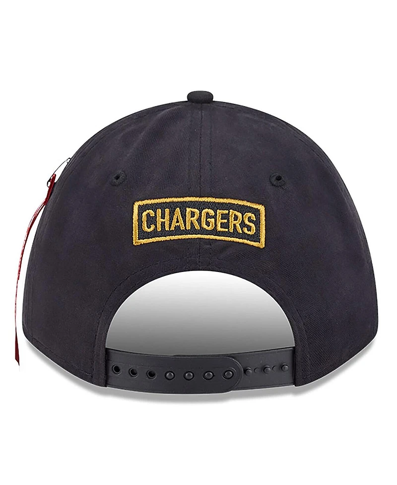New Era x Alpha Industries Men's Black Los Angeles Chargers A-Frame 9FORTY Adjustable Hat