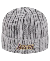 New Era Men's Heather Gray Los Angeles Lakers Cuffed Knit with Visor Hat