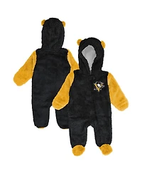 Outerstuff Newborn Black Pittsburgh Penguins Stay Napping Fleece Bunting Full-Zip Hooded Sleeper