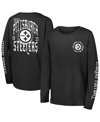Outerstuff Big Boys and Girls Black Pittsburgh Steelers Rumble Long Sleeve T-Shirt