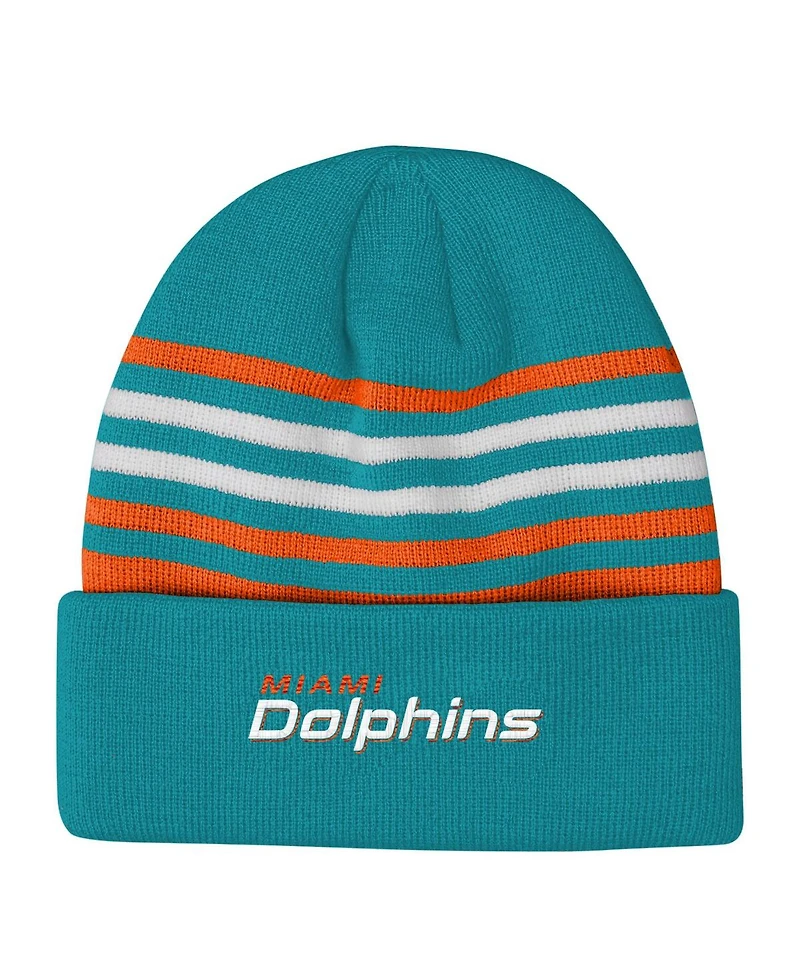 Outerstuff Big Boys and Girls Aqua Miami Dolphins Essentials Cuffed Knit Hat