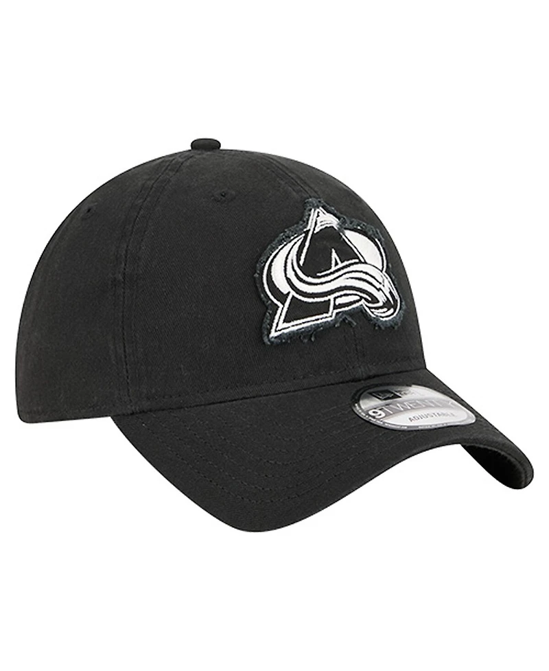 New Era Men's Black Colorado Avalanche Stamp Fabric Applique 9TWENTY Adjustable Hat