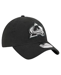 New Era Men's Black Colorado Avalanche Stamp Fabric Applique 9TWENTY Adjustable Hat