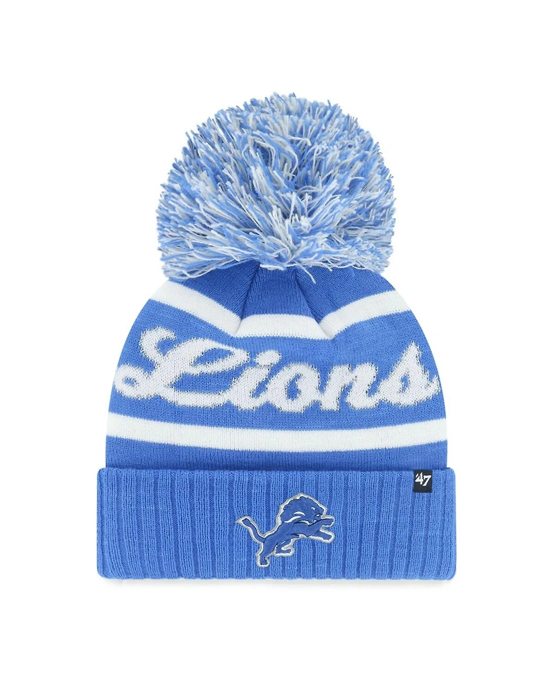 '47 Brand Women's Blue Detroit Lions Spirited Cuffed Knit with Pom Hat