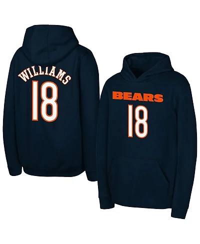 Outerstuff Big Boys and Girls Caleb Williams Navy Chicago Bears Mainliner Player Name Number Hoodie