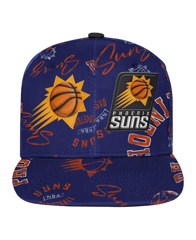Outerstuff Big Boys and Girls Purple Phoenix Suns Street Hooper Allover Print Snapback Hat