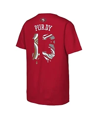 Outerstuff Big Boys and Girls Brock Purdy Scarlet San Francisco 49ers Mainliner Drip Player Name Number T-Shirt