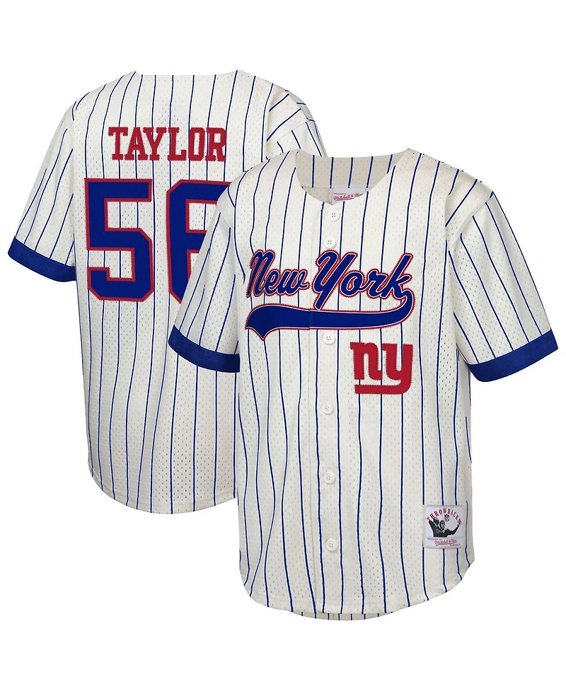 Mitchell & Ness Big Boys and Girls Lawrence Taylor Cream New York Giants Retired Player Name Number Baseball Jersey