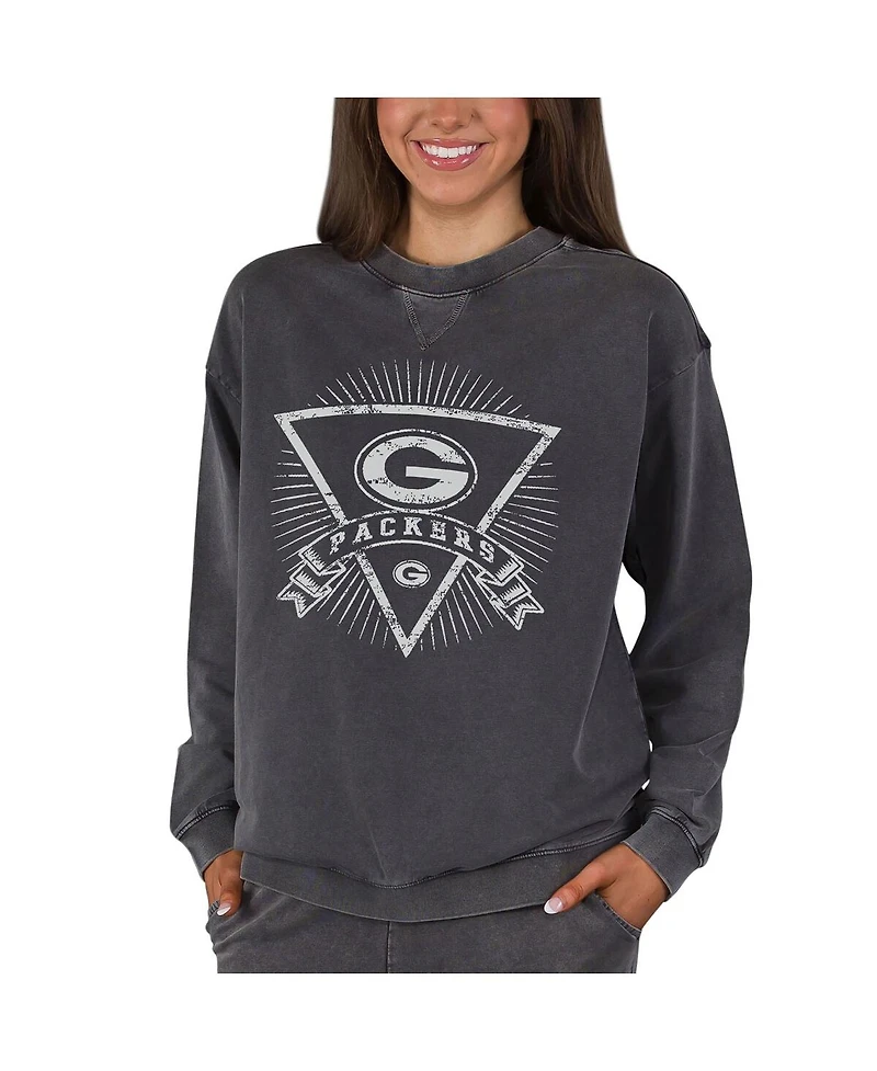 Concepts Sport Women's Charcoal Green Bay Packers Boxy Mist French Terry Long Sleeve Top
