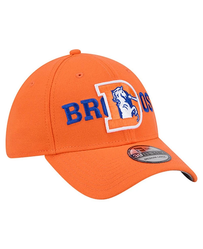 New Era Men's Orange Denver Broncos Overlap Logo 39THIRTY Stretch Fit Hat