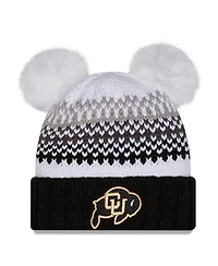 New Era Women's Black Colorado Buffaloes Double Pom Print Cuffed Knit Hat