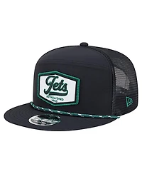 New Era Men's Black New York Jets Ripstop Patch 9FIFTY Split Panel Snapback Hat