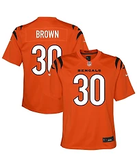 Nike Big Boys and Girls Chase Brown Orange Cincinnati Bengals Alternate Game Jersey