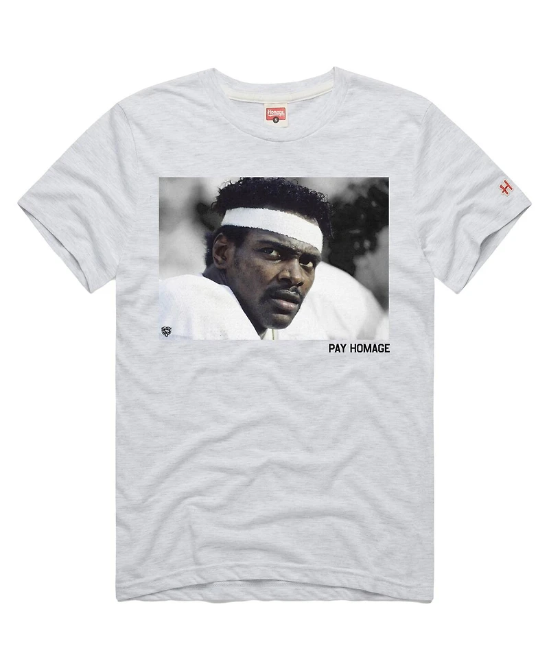 Homage Men's and Women's Walter Payton Ash Chicago Bears Pay Tri-Blend T-Shirt