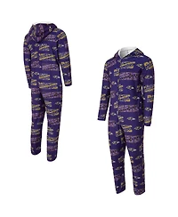 Concepts Sport Men's Purple Baltimore Ravens Shuffle All-Over-Print Microfleece Full-Zip Union Suit