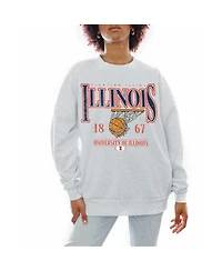 Gameday Couture Women's Gray Illinois Fighting Illini Basketball Premium Fleece Drop Pullover Sweatshirt