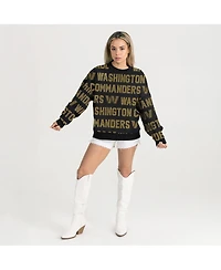 Gameday Couture Women's Black Washington Commanders Oversized Hype Era Rhinestone Text Sweatshirt