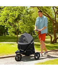 PawHut 3 in 1 Pet Stroller for Small Dogs and Cats with Detachable Carrier