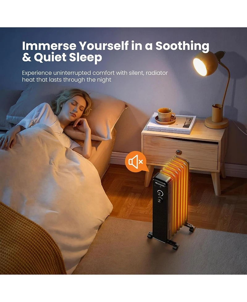 Cowsar Portable Electric Radiato Portable Electric Radiator Heater,Space Oil Filled Heaters with 3 Heat Settings, Overheat & Tip-Over Protection,1500W