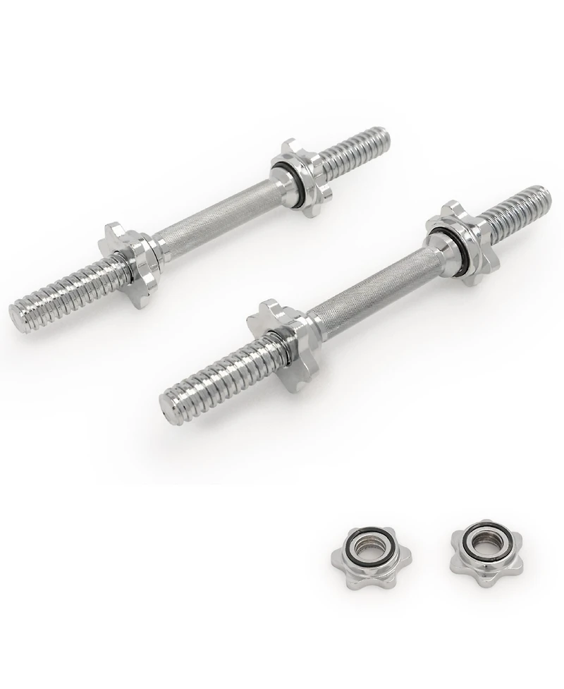 Sunny Health & Fitness Standard 14” Threaded Chrome Dumbbell Bar Set with Star-Lock Collars