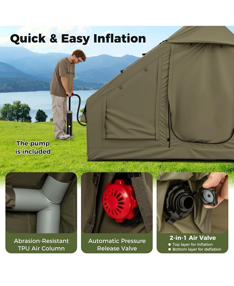 Costway 4-6 People Inflatable Tent with 4 Mesh Screen Windows 2 Doors Skylight Carrying Bag