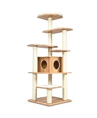 Sugift 7-Layer Wooden Cat Tree Tall Cat Tower with Sisal Posts and Condo