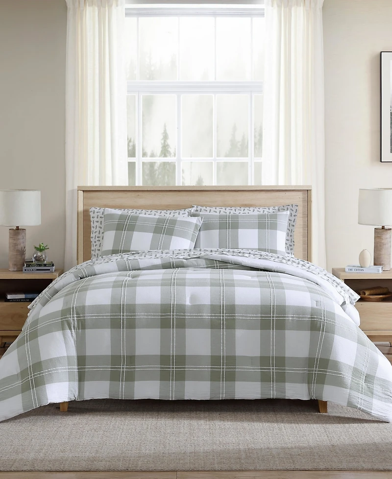 Eddie Bauer Mountain Embroidery Plaid Cotton -Pc. Comforter Set