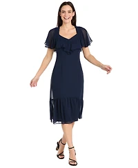 R & M Richards Women's Capelet Short-Sleeve Dress