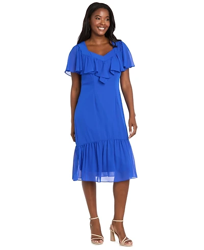 R & M Richards Women's Capelet Short-Sleeve Dress