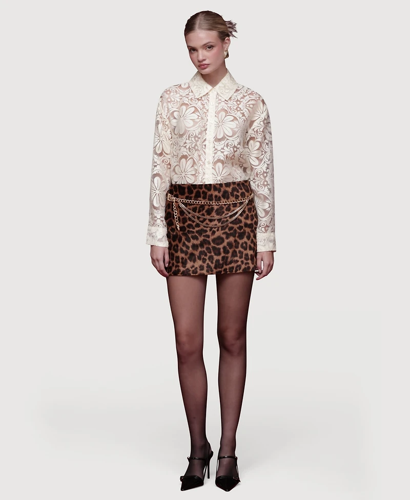 Avec Les Filles Women's Printed Mini Skirt