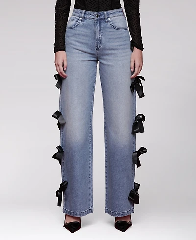 Avec Les Filles Women's Bow Detail High-Rise Jeans