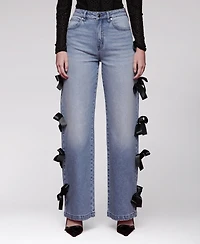 Avec Les Filles Women's Bow Detail High-Rise Jeans