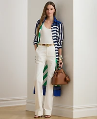 Lauren Ralph Petite Striped Point Collar Shirtdress