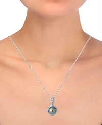 Macy's Tahitian Cultivated Pearl (11mm) and Diamond (1/4 ct. t.w.) Pendant Necklace in 14K White Gold