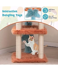 Skonyon Cute Monster-Themed Cat Tower with Private Condo and Soft Long Plush