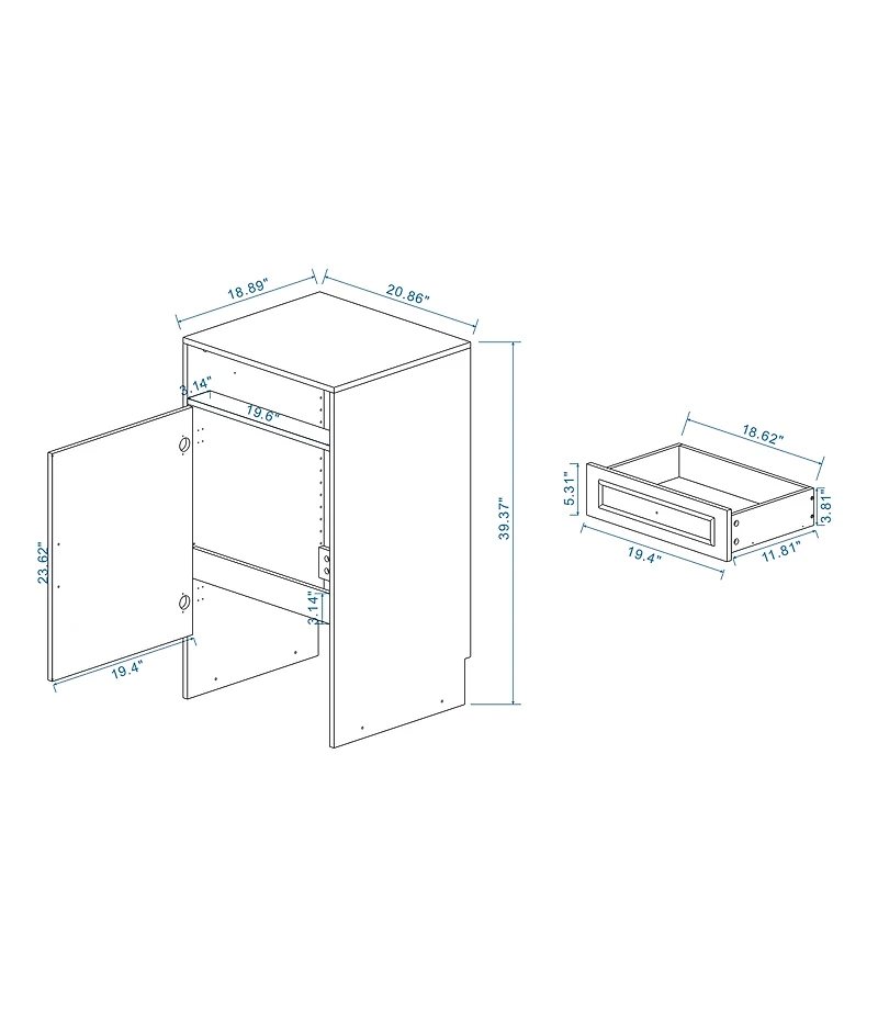 Casainc Robot Vacuum Stand Cabinet with Wheels, Storage Rack with Doors and Drawers, Side Table for Home or Office