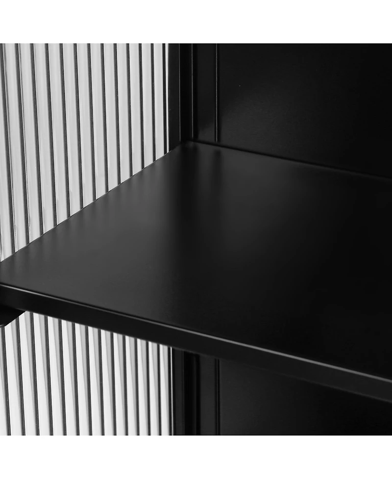 Casainc 27.56" Two-Door Wall Cabinet with Glass Doors and Three-Tier Storage for Entryway, Living Room, or Bathroom