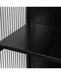 Casainc 27.56" Two-Door Wall Cabinet with Glass Doors and Three-Tier Storage for Entryway, Living Room, or Bathroom