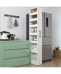 sumyeg 7-Tier Multi-Functional Pull-Out Storage Shelf, Single-Sided Open Cabinet for Kitchen, Living Room, or Narrow Spaces