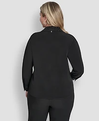 Dkny Plus Knot-Front Long-Sleeve Top